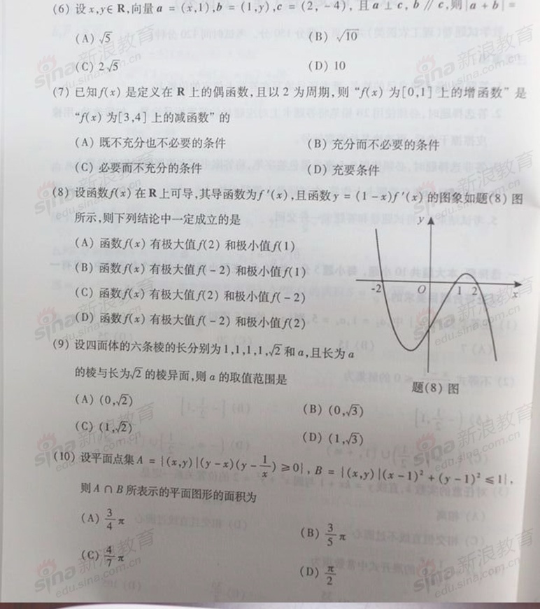 2012年高考数学(理)试题及答案(重庆卷)