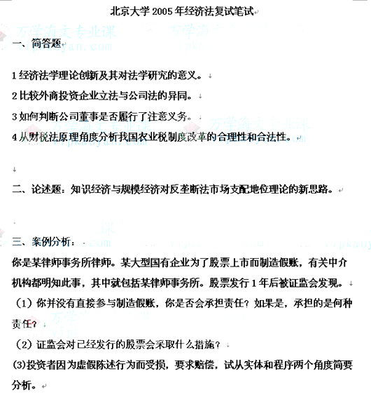 2005年北京大学经济法考研试题