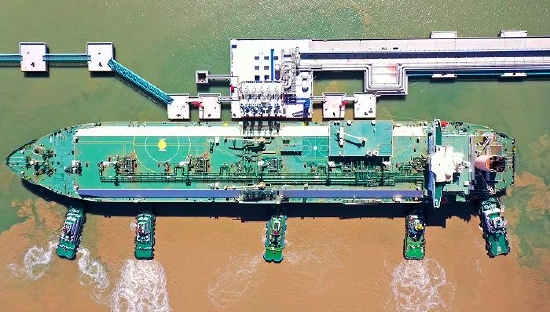 中海油盐城“绿能港”开始接卸首船LNG。图片来源：中海油